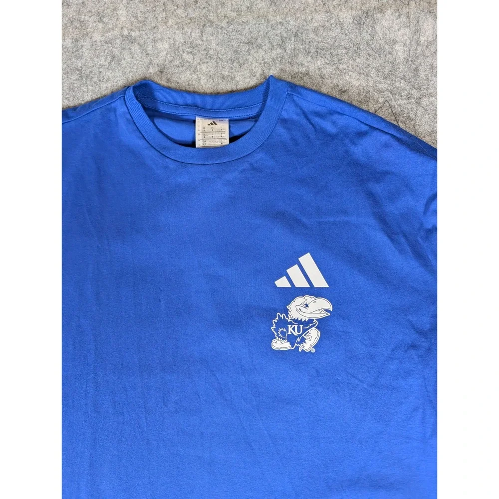 Adidas Kansas Jayhawks Basketball Blue Rock Chalk Naismith Dr T-Shirt NEW